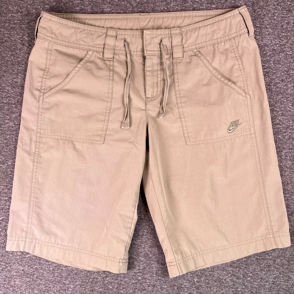 Nike Sportswear Womens Small Beige Khaki‎ Drawstring Golf Casual Chino Shorts - Picture 5 of 9